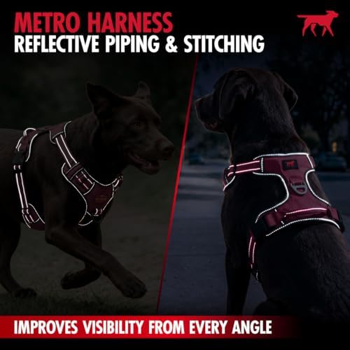 Tuff Pupper No Pull Easy Walk Dog Harness | Heavy Duty Pet Vest | Front & Back Leash Clips | Strong Safety Handle | Reflective Anti Pull Vest | Comfortable Padded Escape Proof Harness (X-Large, Red)
