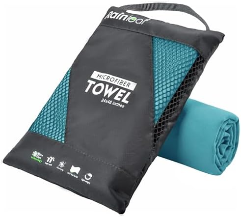 Rainleaf Microfiber Towel Quick Dry Camping & Travel & Gym Towel. Compact