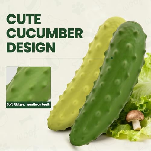 LIFLIX Tough Squeaky Dog Toys, Durable Dog Chew Toy with Natural Rubber, Teething Toys for Medium Large Breeds, Cucumber Pickle Shape