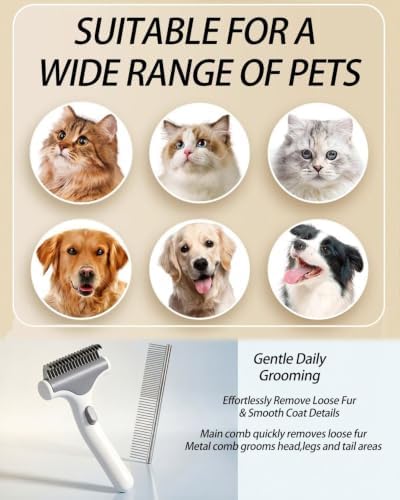 Undercoat Rake for Dogs & Cats, White