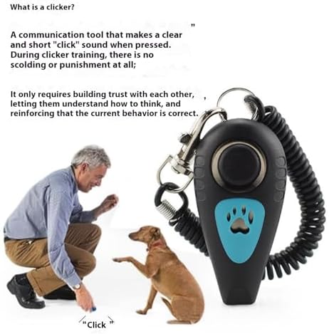 URBEST Dog Training Clickers and Whistle in One, Pet Training Clicker for Dog Cats Puppy Birds Horses (2)