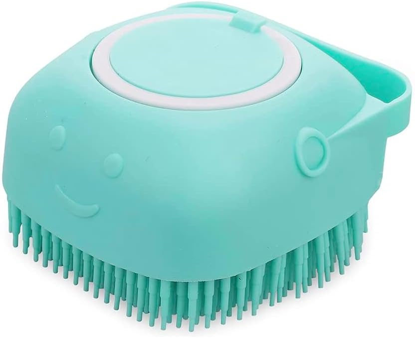 Pet Bath Massage Brush Puppy Dog Cat Grooming Cleaning Soft (Blue)