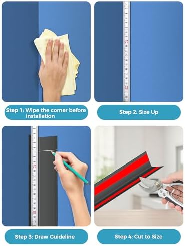 MONOID Wall Corner Protector, 2 PCS Furniture Edge Protection, PC Anti-Bump Guards Avoid Scratching Corner Trim for Door Frame, Table, Countertop, Stair, Self-Adhesive, Black, 1.97IN×47.24IN/5CM×120CM