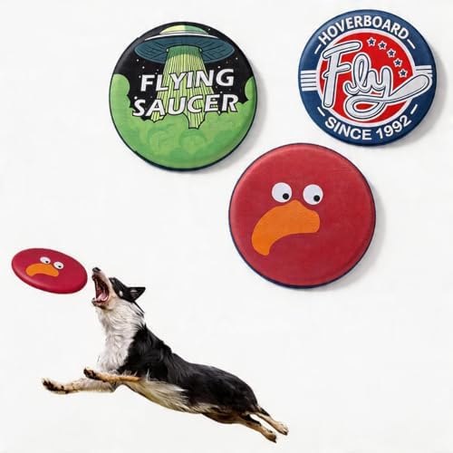 3-Pack Dog Frisbee Toy for Long Distance Fetch & Floats | Lightweight Soft Flying Discs for Puppies & Large Dogs | Interactive Toys for Aggressive Chewers | Blue Green Red