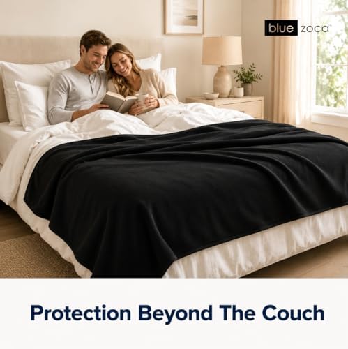 Waterproof Blanket | Machine Washable Dog Bed Cover | Water Proof Blanket to Protect Your Bed Couch Car from Leaks Spills & Accidents | for Adults Dogs & Pets | Oversized Queen Fit - 65x80in (Black)