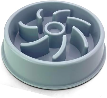 Cutie's PetBox Slow Feeder Dog Food Bowl, Plastic Swirl Design with Anti-Slip Base (Blue)