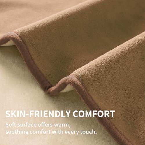 QiyI Reversible Waterproof Blanket for Bed Queen Size, 60"x80", Brown/Tan