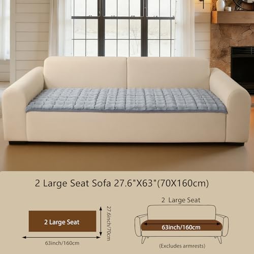 OHSIO Couch Cover for Pets Plush, Non Slip Cozy Sofa Cover Pet Friendly, Soft Thick Fuzzy Sofa Slipcovers for 3 Cushions Washable Couch Sofa Funiture Protector(Light Grey,27.6'' x 63'')
