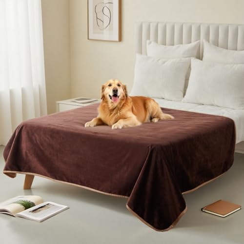 Waterproof Brown Throw Blanket for Couch Sofa Bed