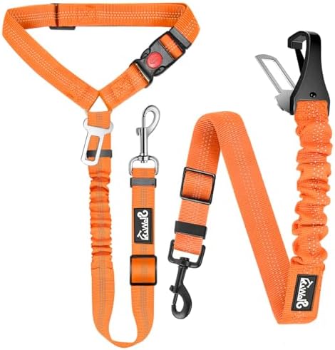 Lukovee Dog Seat Belt, 2 Pack, 3-in-1 Headrest & Seatbelt Clip & Latch