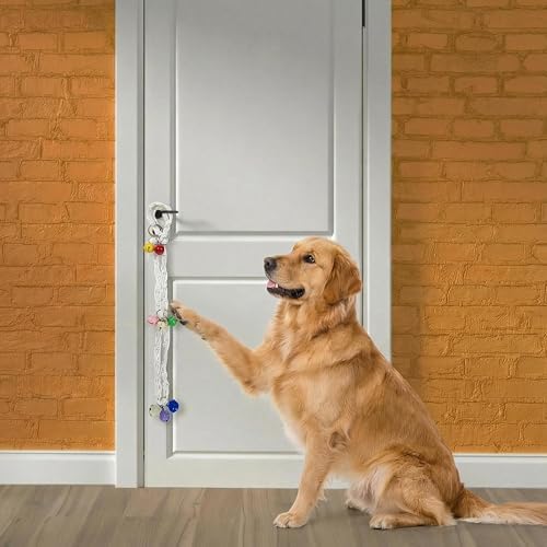 2Pcs Dog Door Bell,Adjustable Rope,8 Bells for Potty Training,White