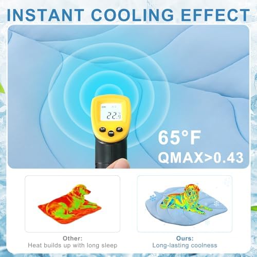 BEAUTYZOO Cooling Mat for Dogs & Cats, Dog Cooling Mat Q-Max>0.4, Double-Sided Pet Cool Pads for Summer, Crate, Kennel, Waterproof Outdoor Cooling Bed, Non-Gel Washable Chill Mats 43"x39" Leaf Shaped