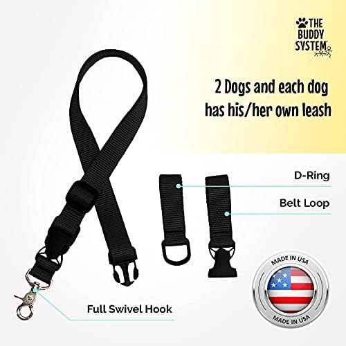 The Buddy System - Extra Buddy Leash Coupler - Regular Dog, Black