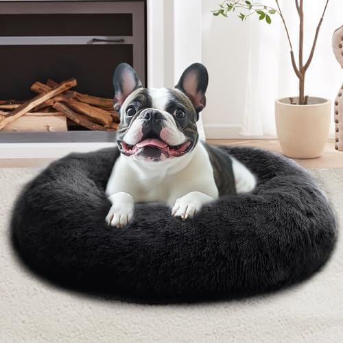 JOLLYVOGUE Dog Bed, Calming Anti-Anxiety Large Dog Bed, Fluffy Donut Cushion for Medium and Large Pets (31")