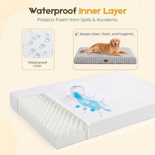 Orthopedic Dog Bed for Large Dog, Waterproof Washable Pet Bed for Crate