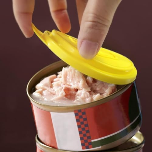 5-Pack Reusable Can Lids for Pet Food – Airtight Silicone Covers for Standard Cans, Keep Cat & Dog Wet Food Fresh Longer (yellow,5PC)
