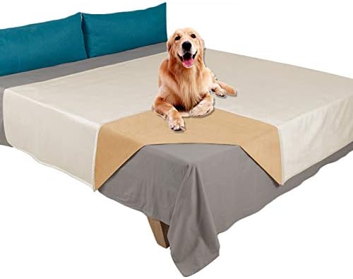 Ameritex Pet Bed Blanket Reversible 100% Waterproof Velvet Super Soft for Sofa and Bed (82x102 Inches, Cream+Sand)