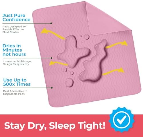 4 Pack Waterproof Reusable Heavy Absorbency Incontinence Bed Pads 34"x52"