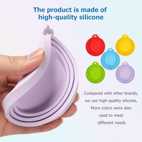 5 Pack Pet Food Can Covers Universal Can Lids Safe/Silicone Dog&Cat Food Can Lid Covers