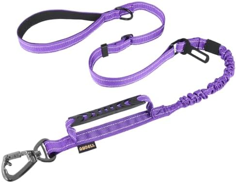 AUBELL Tactical Dog Leash Heavy Duty,4-6ft No Pull Bungee Leash,Purple