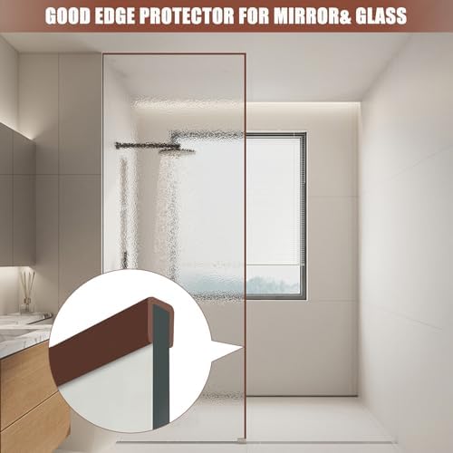 Rubber Edge Trim, Flexible Edge Trim for Sharp Edge, 3/16" U Channel Edge Protector, Self Adhesive Edge Guards for Plywood, Glass, Flexi-Glass and Mirror, 20Ft, Brown Color