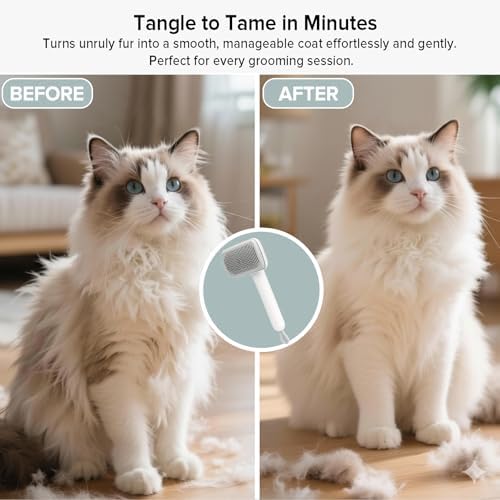 Cat Brush for Shedding, 2 Pcs Industry-First Adjustable Cat Brushes for Indoor Cats, Self-Cleaning Slicker brush, 264 Skin-Friendly Needles for Long or Short Haired Dogs, Perfect for Deshedding