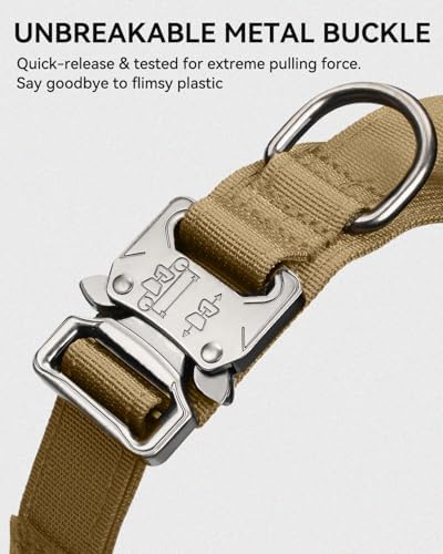 Joytale Tactical Dog Collar for Extra Large Dogs, Control Handle, Khaki