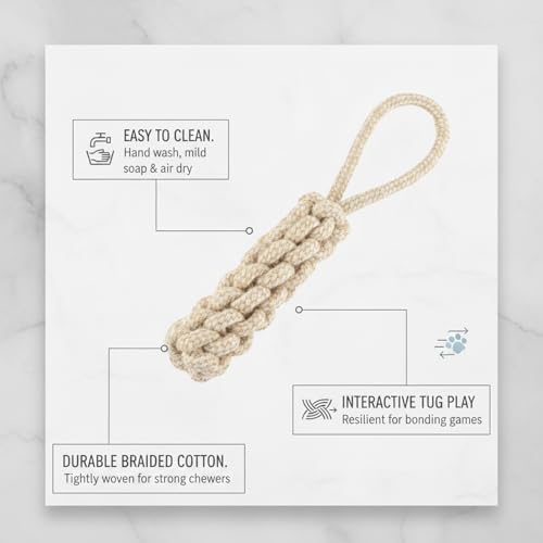 Natural Cotton Rope Dog Chew Toy for Tug of War and Interactive Play Durable Braided Knot Design