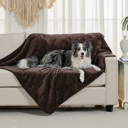 Soft Waterproof Blanket for Bed Couch Sofa, Brown, 60x80 inches