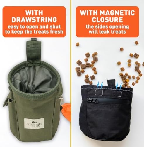 INSPECTOR TAIL Dog Treat Pouch for Training, Drawstring Bag, Hands Free