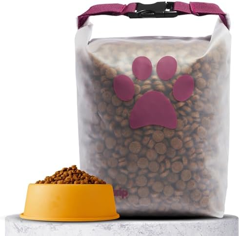 (re) zip Pet Food Storage Bag & Kibble Carrier, 14-Cup Roll Top, Magenta