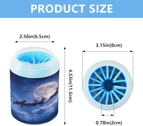 Christmas Deer Dog Paw Cleaner Cup, Portable Paw Washer with Soft Silicone Brush, Pet Foot Cleaner for Small Medium Large Dogs Cats, 2.56x4.53 Inch