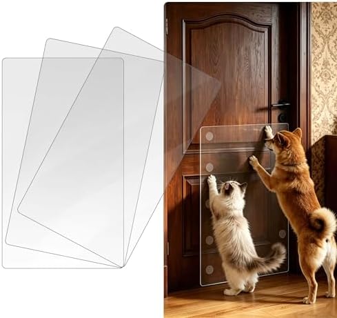 KEBE Door Scratch Protector, Large 36" x 24" & 0.8mm Thick Heavy Duty Anti-Scratch Shield, Clear Door Guard with Strong Removable Adhesive, Easy-to-Install Dog Cat Scratch Guard for Indoors Outdoors