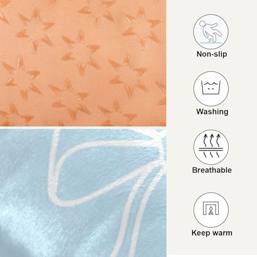 Soft Blue Bows Dog Mat Non-Slip Crate Pad with 4cm Thick Padding Washable Pet Bed Mat for Dog Crate, Car Seat, Floor 24" x 18"