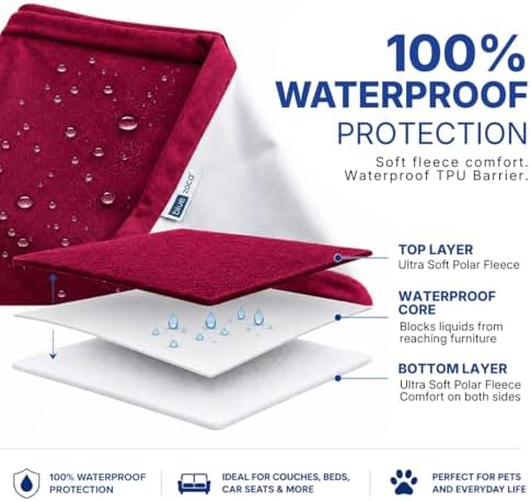 Waterproof Blanket for Bed Intimacy | Cozy Love Blankets, Machine Washable & Reversible Protection for Couples | Protects Against Spills, Pets & Accidents - Oversized Queen Size Blanket 65x80 (Merlot)
