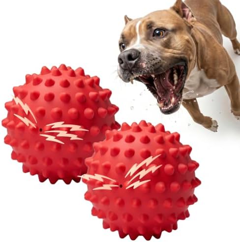 Beef-Flavored 3.5'' Tough Squeaky Ball for Dogs, 25-80lbs Pack of 2