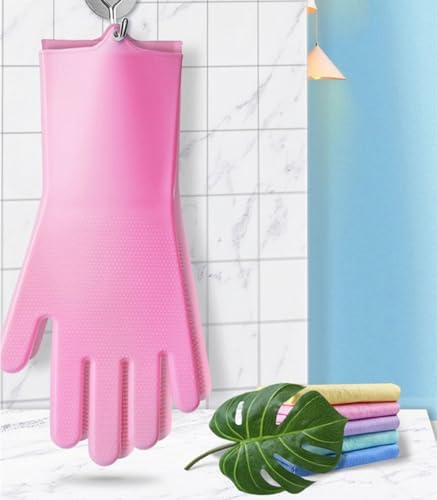 Pet Grooming Gloves Silicone Gloves with High-Density Teeth Enhanced Five Finger Design for Dogs Cats Bathing Massaging (Grey)