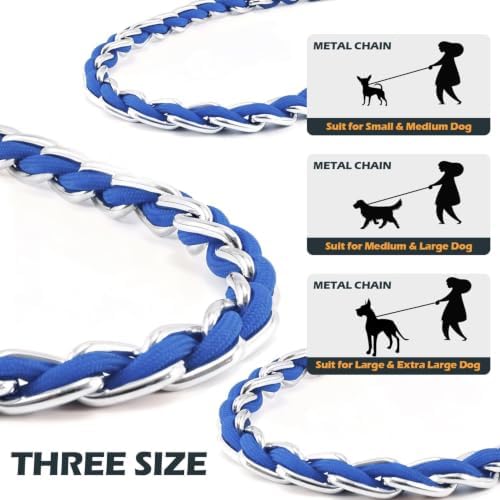Chain Dog Leash, Bite-Proof Metal Leash, with Padded Handle
