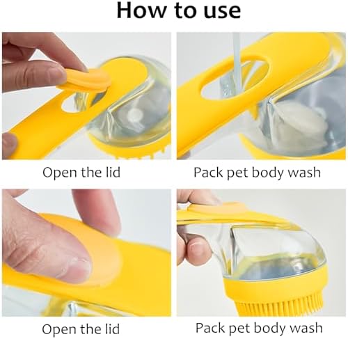 (6 Pcs) ELEGX Pet Grooming Bath Massage Brush with Soap and Shampoo Dispenser Soft Silicone Bristle for Long Short Haired Dogs Cats Shower