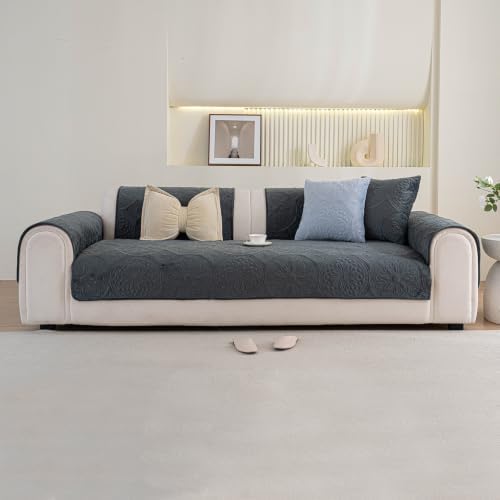 Couch Covers for Sofa, Flower Couch Cover for Dogs, Bohemia Sofa Covers Washable, Anti Slip Furniture Protector Covers for L Shaped(1pc, Dark Grey, 35.4"x 82.7")