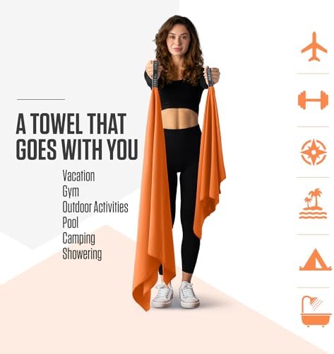 VENTURE 4TH Quick Dry Microfiber Towel for Camping & Gym - Orange XL