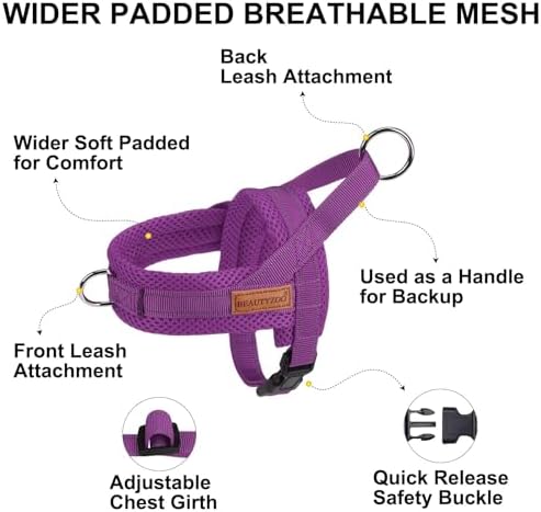 BEAUTYZOO Dog Harness Medium Sized and Leash Set, No Pull Step in Pet Vest