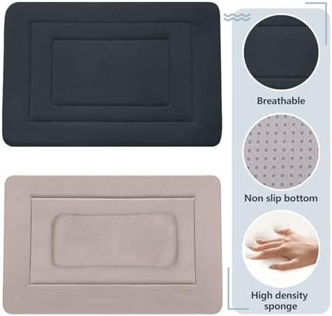 Dog Bed Soft Dog Crate Bed Pad Mat, 42 in Non Slip Bottom Washable Beds for Large Dogs, Pet Bed Mattress Kennel Pad, Dark Blue Gray