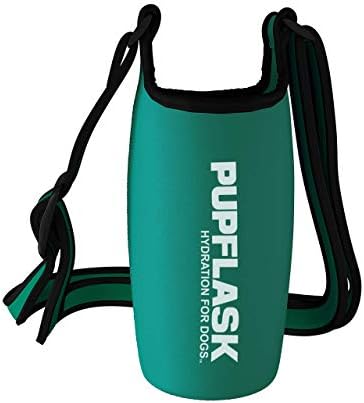Tuff Pupper PupFlask Insulated Neoprene Dog Water Bottle Holder Sling with Wide Adjustable Shoulder Strap, Great for Travel, Walking, Hiking, Portable Pet Water Bottle Holder (27 OZ, Quetzal Green)
