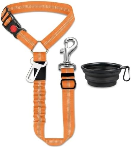 Heavy Duty Retractable Headrest Dog Seat Belt (2, Orange)
