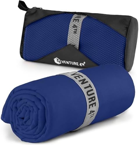 VENTURE 4TH Quick Dry Microfiber Towel for Camping & Gym - Navy Blue Medium