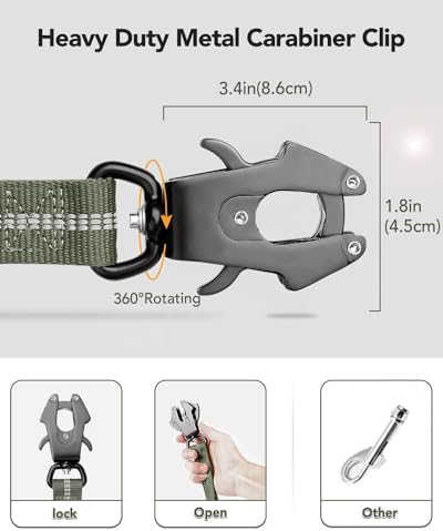 Joytale Tactical Bungee Dog Leash, Shock Absorbing No Pull, Army Green