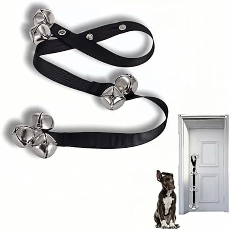 Dog Doorbell for Potty Training, Adjustable Length with 7 Extra Loud Bells, Black Nylon Strap with Metal Bells, 31-33 Inches