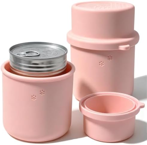 Original Canned Dog Food Storage Container | Silicone Can Cover Pet Food Sealer | BPA Free, Airtight, Dishwasher & Freezer Safe (2 Pcs Pink)