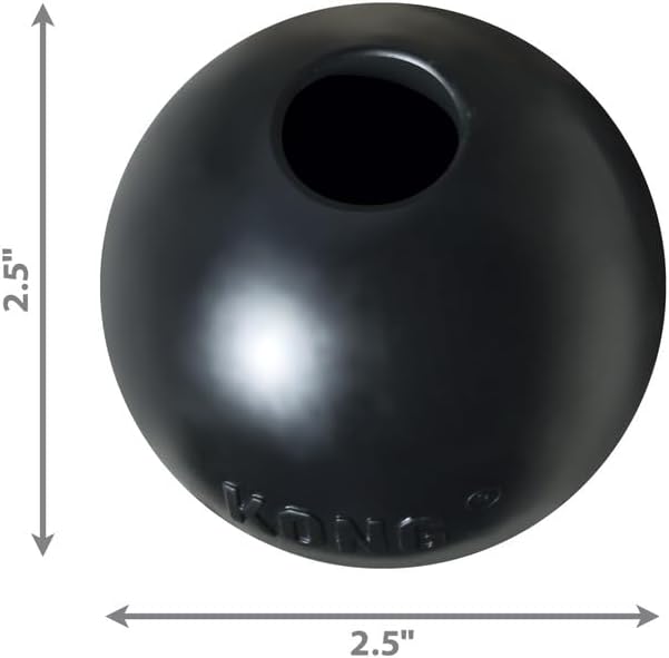 KONG Extreme Ball 2-Pack – Durable Rubber Dog Toy for Power Chewers – Tough Fetch Ball with Hole for Treats – Ideal for Training & Interactive Play – Black (Small)